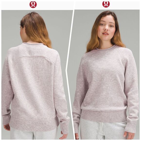 Lululemon Boxy Cotton-Blend Sweater‎ size Small NWT Bone/Ivory/Grey/Velvet - Picture 1 of 7